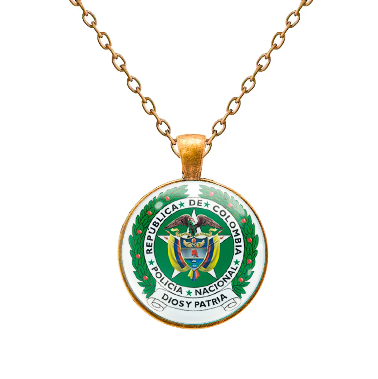 Collar Policia Escudo Colombia Unisex Detalle + Estuche