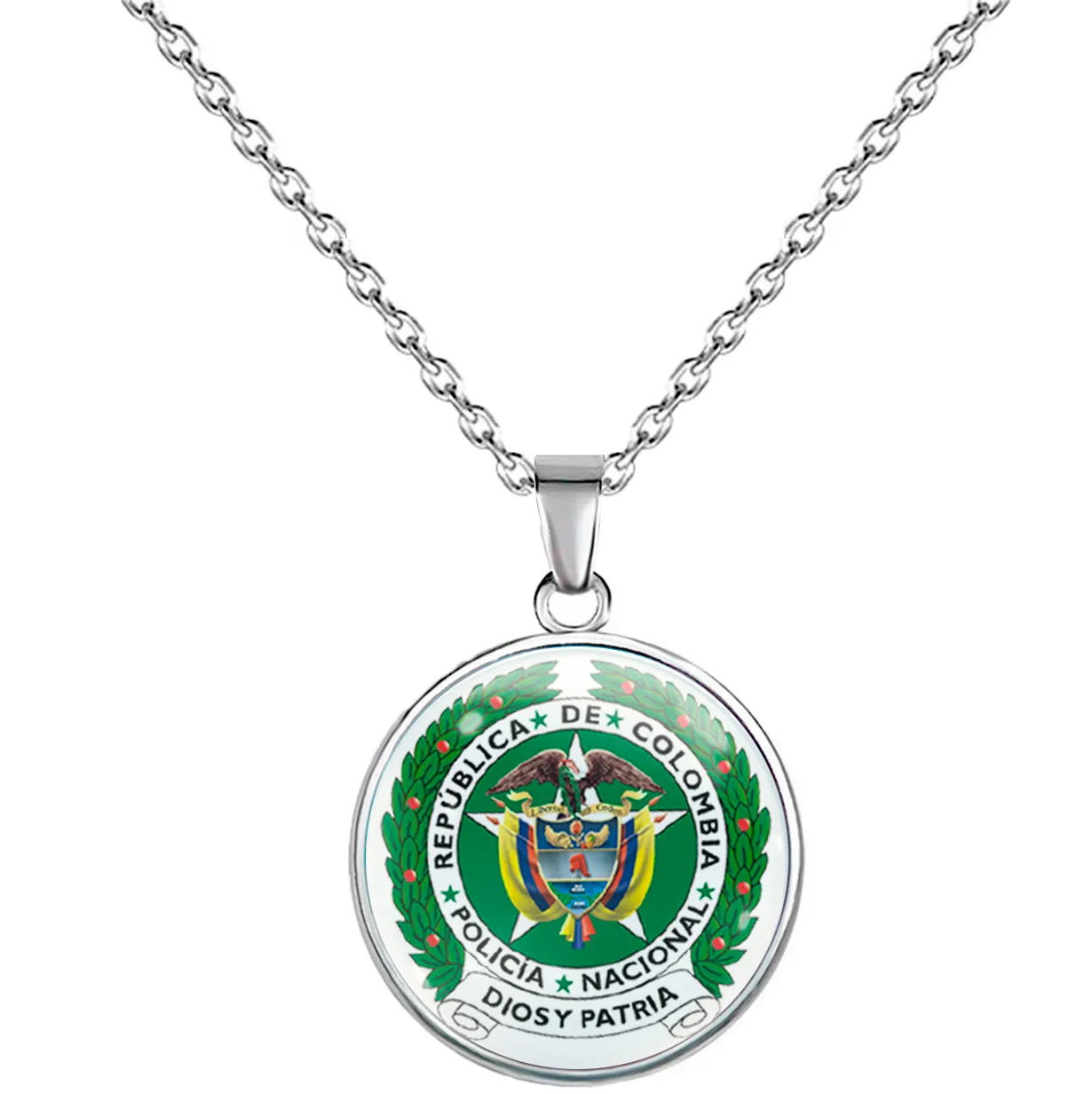 Collar Policia Escudo Colombia Unisex Detalle + Estuche