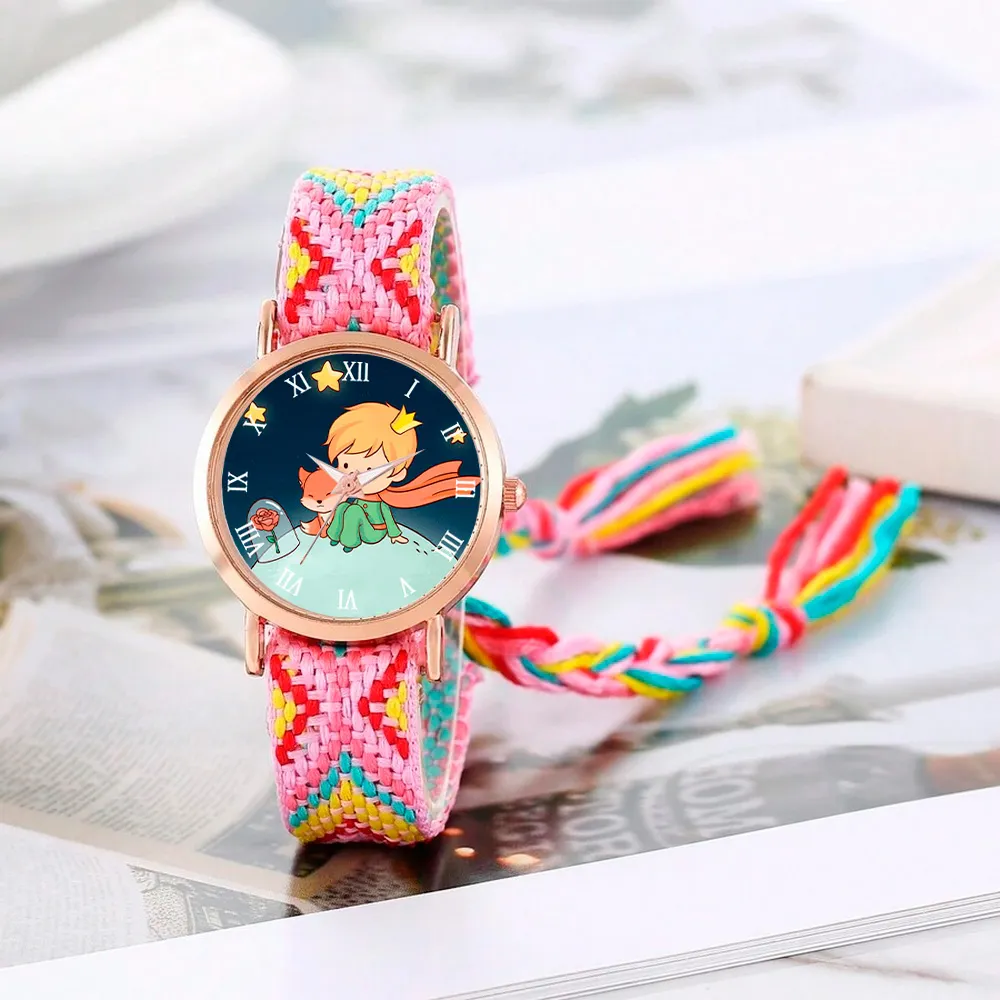 Reloj Principito Dorado Tejido Artesanal Mujer + Estuche