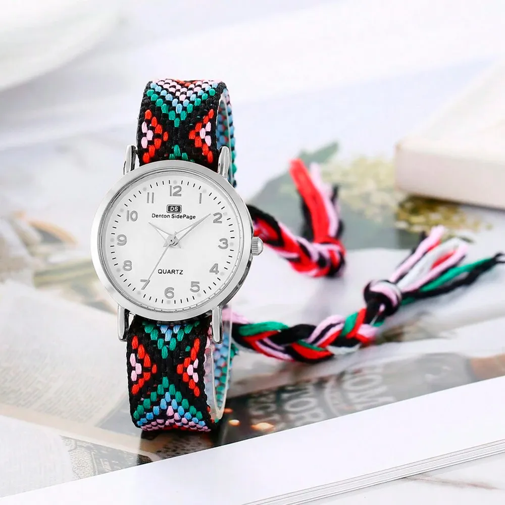 Reloj Tejido Artesanal Dama Mujer + Estuche