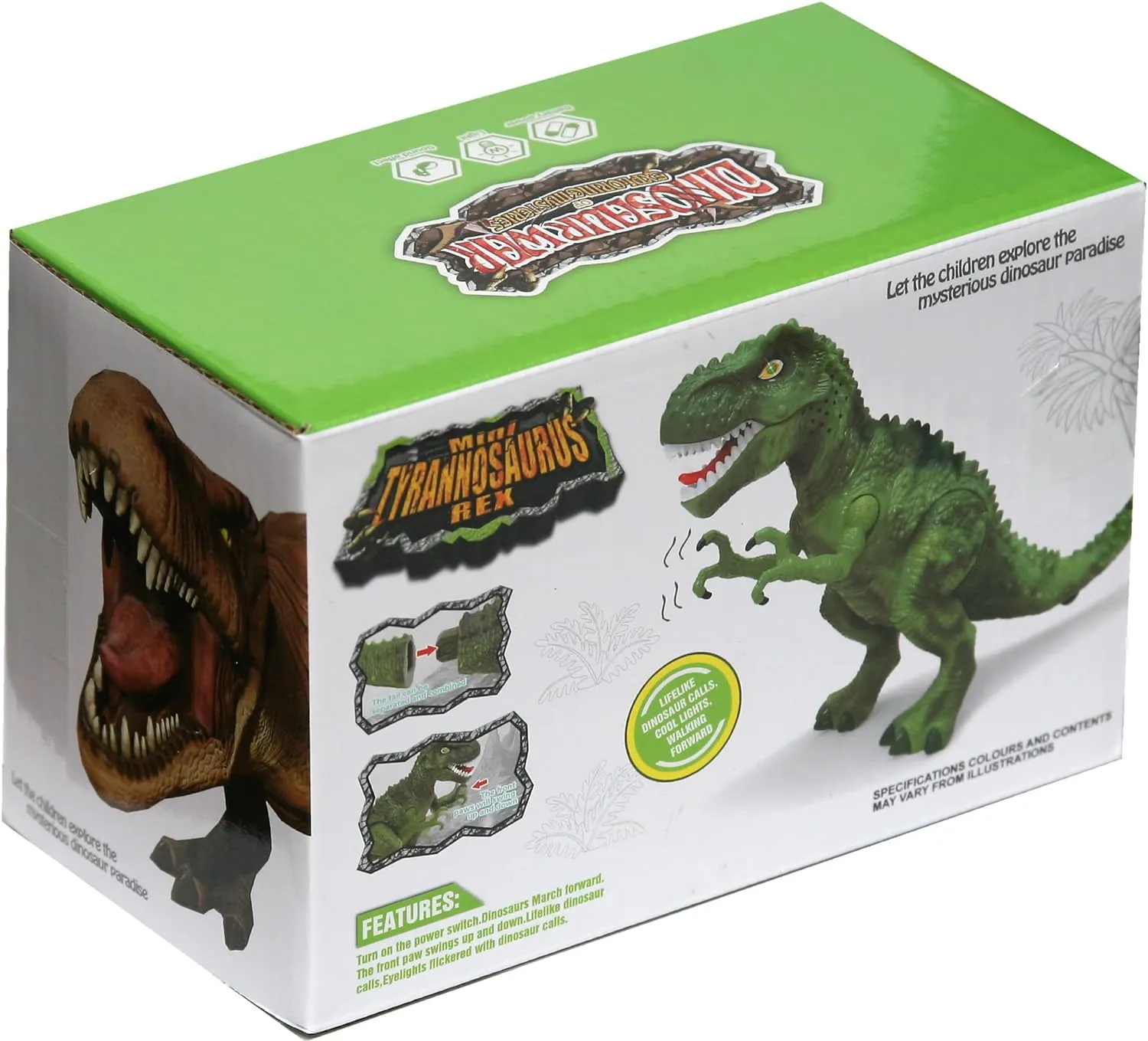 Dinosaurio Tiranosaurio Rex Movimiento Sonidos Niño +bateria