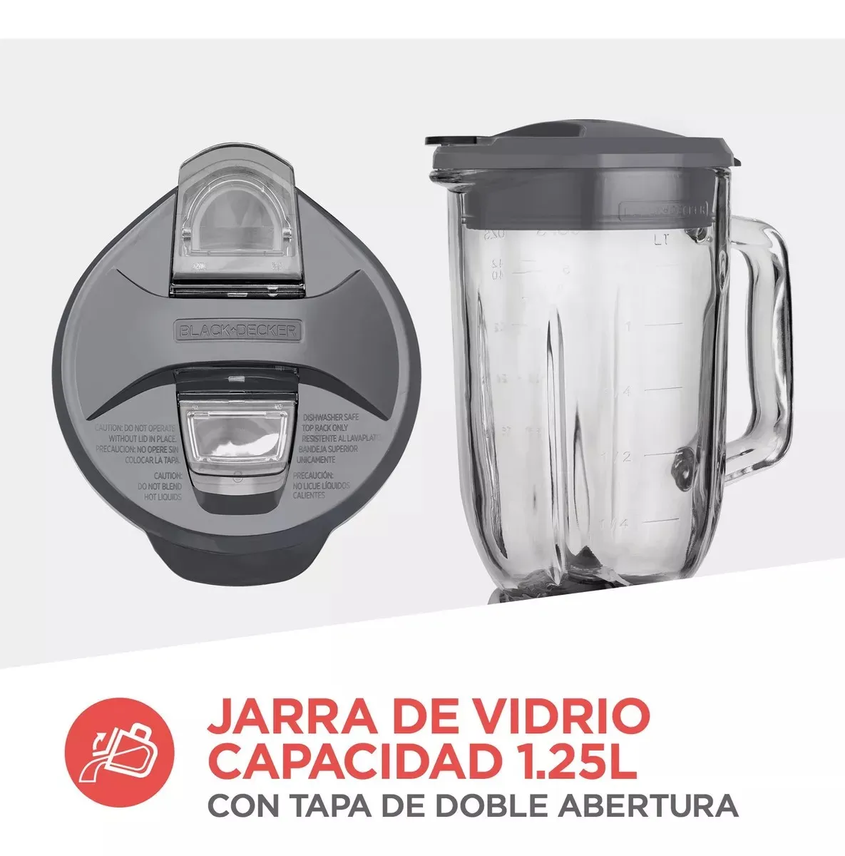 Licuadora Black+Decker Durapro BLBD210G 1.24 L negra con vaso de vidrio 120V