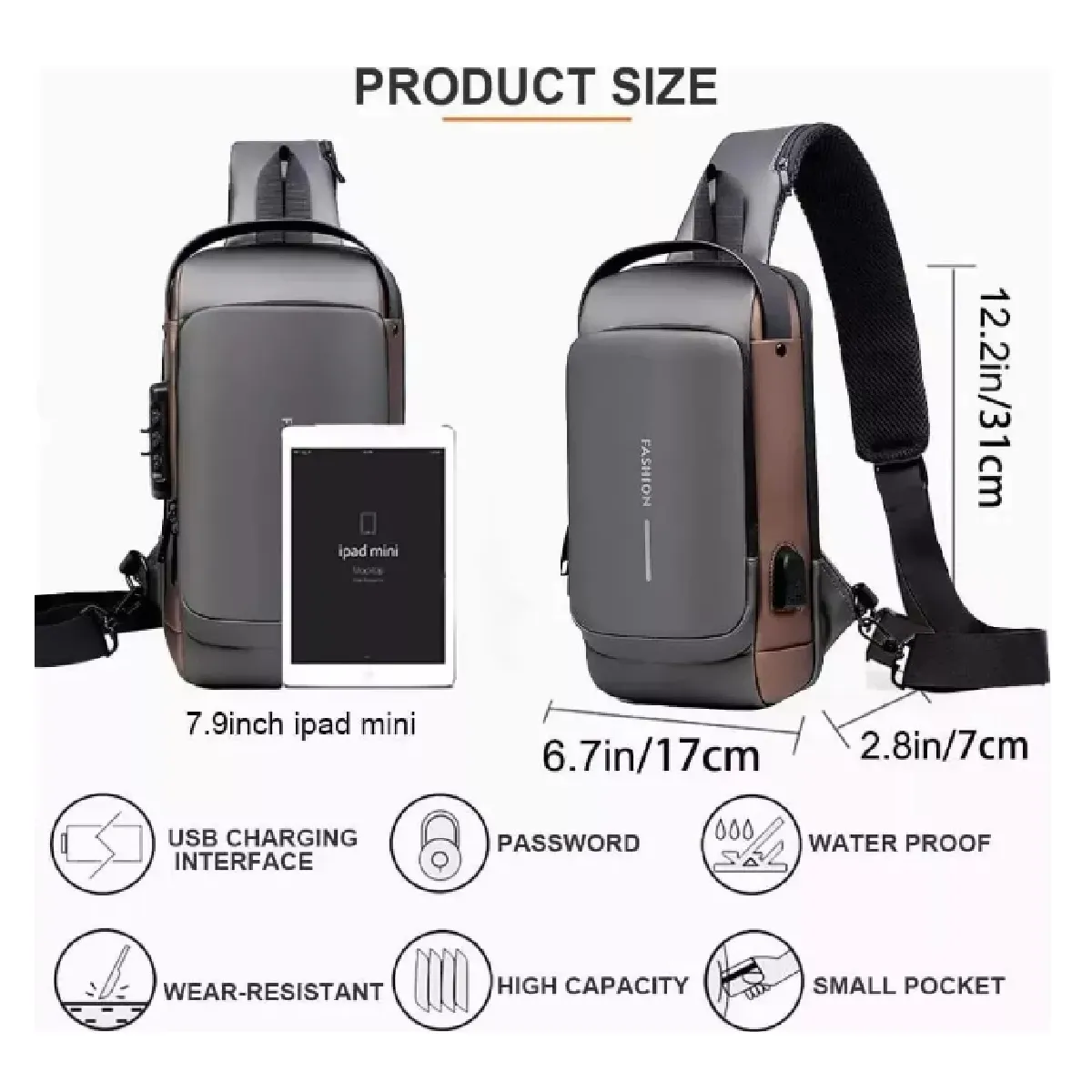 Bolso Bandolera Para Hombre, Mochila Usb Pequeña