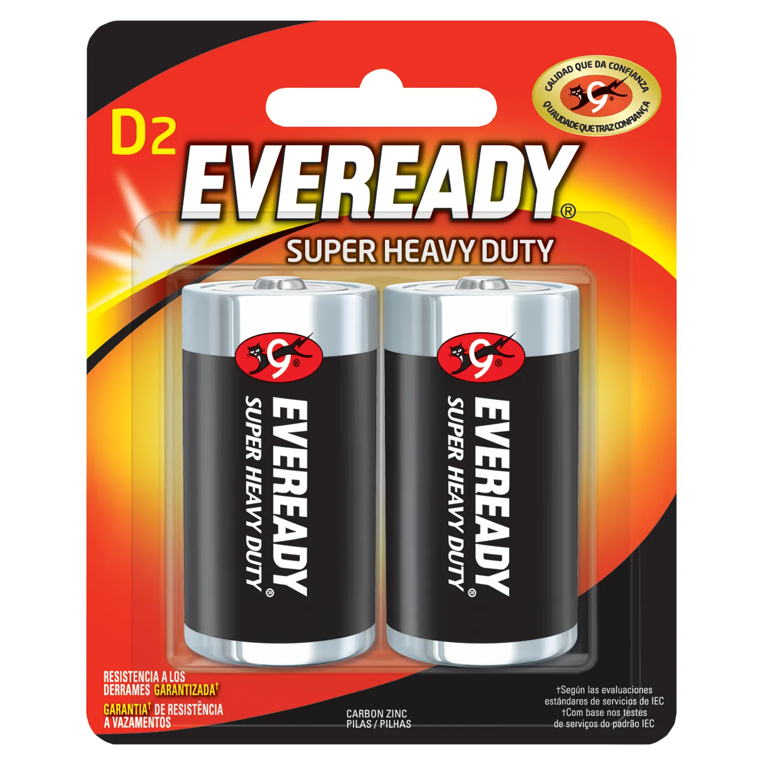 Pilas Eveready Carbón Tipo D x 2 (4 pilas en total)