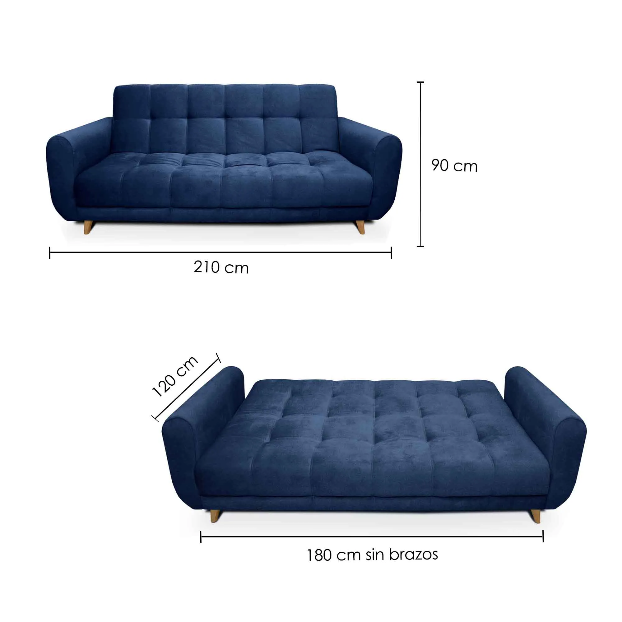 Sofa Cama Comfort Sistema Clic Clac Azul Turqui