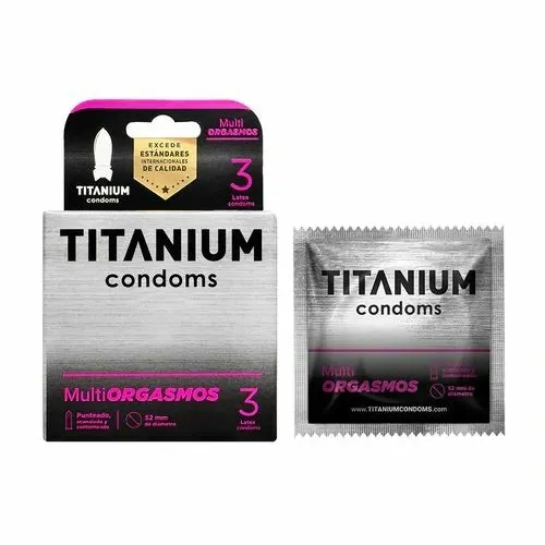 *5 Condones Preservativos Titanium Multiorgasmos Caja X 3 Unidades