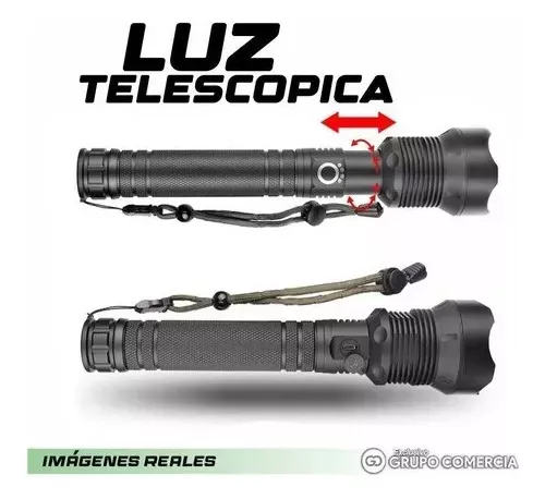 Linterna Alta Potencia 6 En 1 Enfoque 8000lm Zoom Recargable