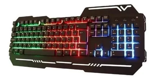 Teclado gamer Weibo WB-539 QWERTY español España color negro con luz 3 colores