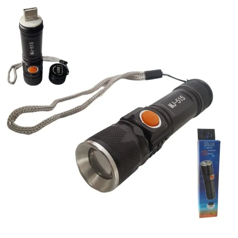 Linterna Mini Recargable Luz LED 3 modos Zoom DUX MJ-515