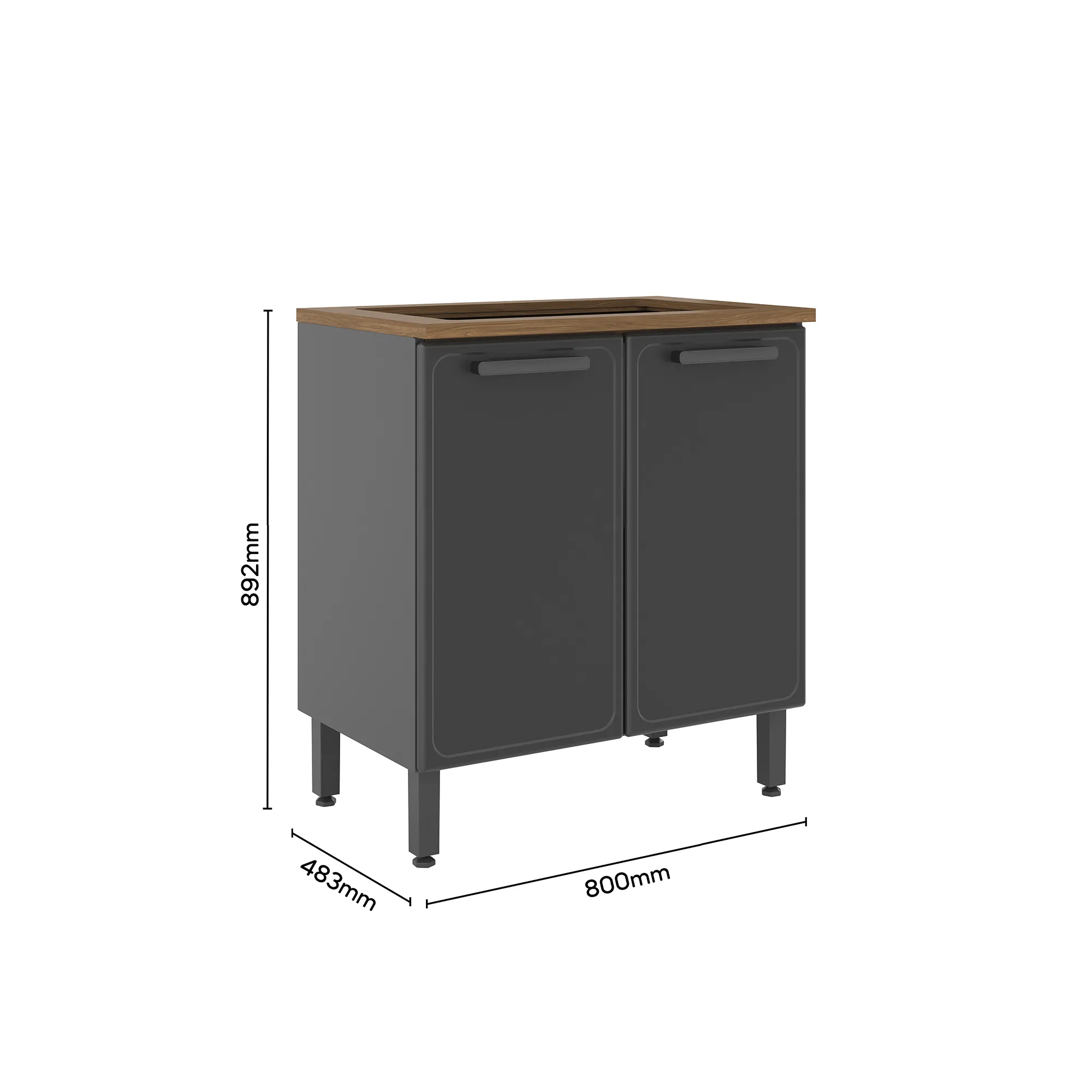 Mueble Inferior Acero Cocina Color Gris