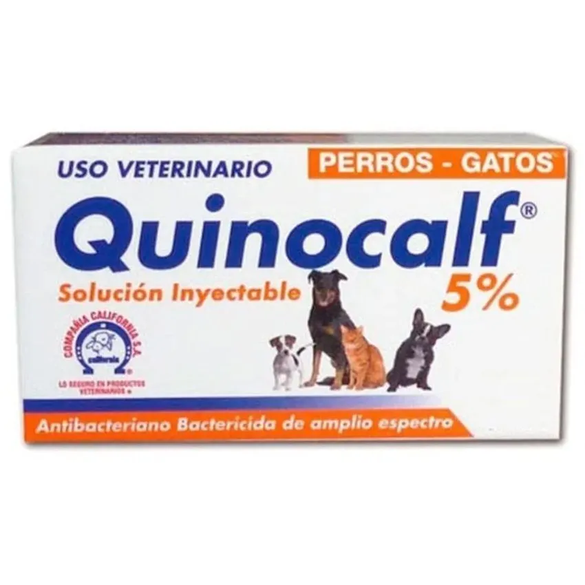 Quinocalf 5 Antimicrobiano Inyectable Perros Gatos 10Ml