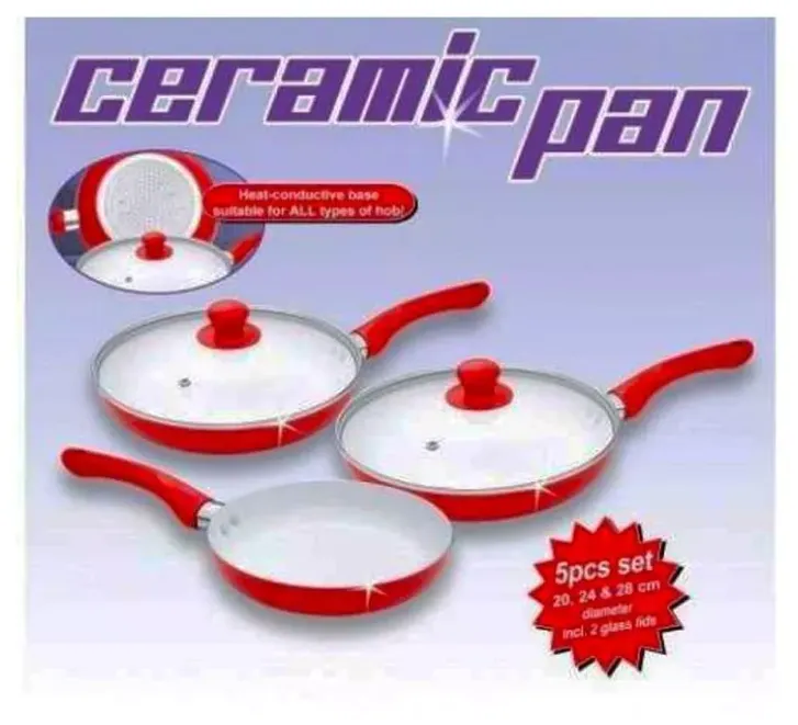 Sartenes Ceramic Con Tapa 5 Piezas Juego De Sartenes