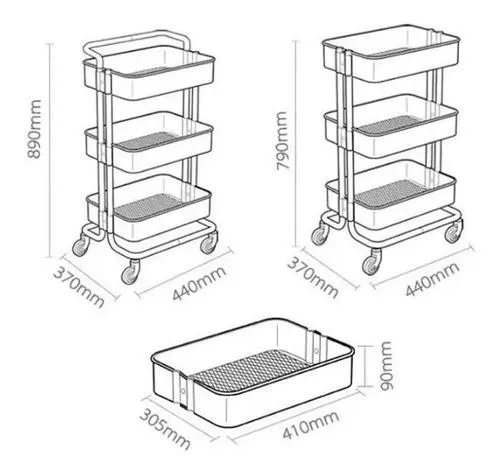 Organizador Multiusos Con Ruedas Almacenamiento Móvil Hogar C025001