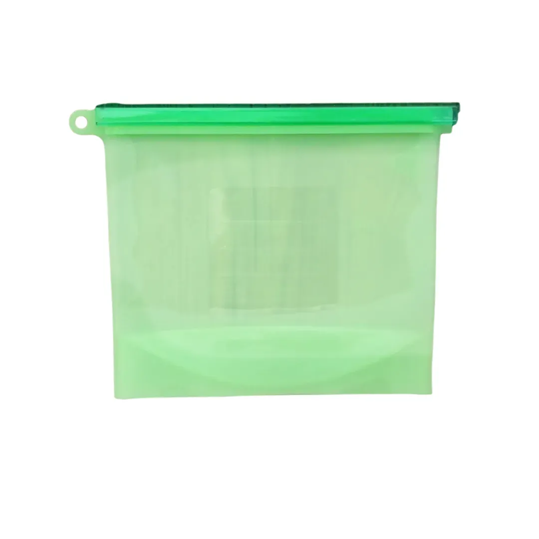 Bolsa En Silicona Verde  Hermética Multiusos 1500ml