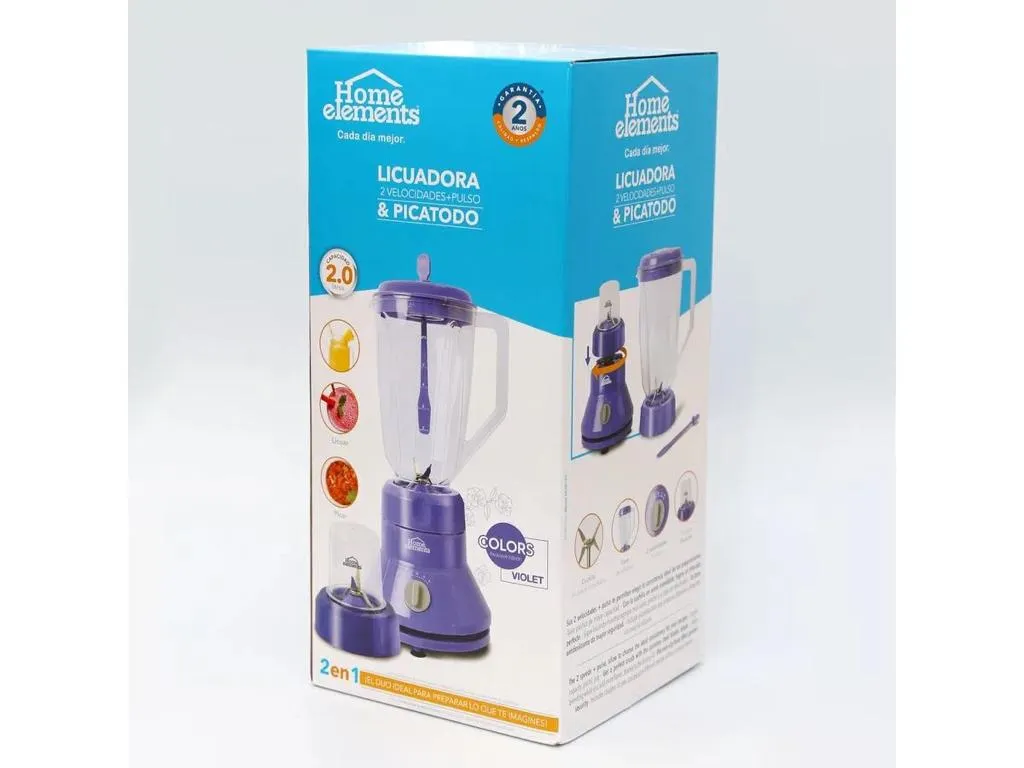 Licuadora He2819v Violet Con Picatodo HOME ELEMENTS