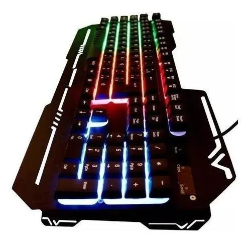 Teclado gamer Weibo WB-539 QWERTY español España color negro con luz 3 colores