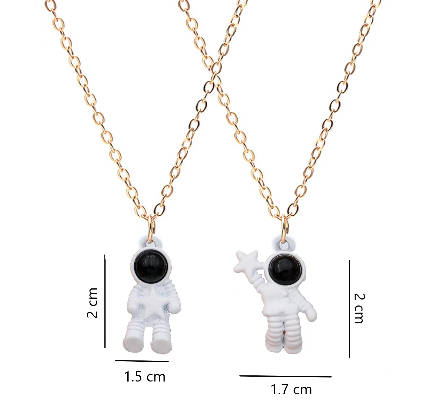 Collar Astronautas Pareja Cadena Acero + Estuche Dayoshop