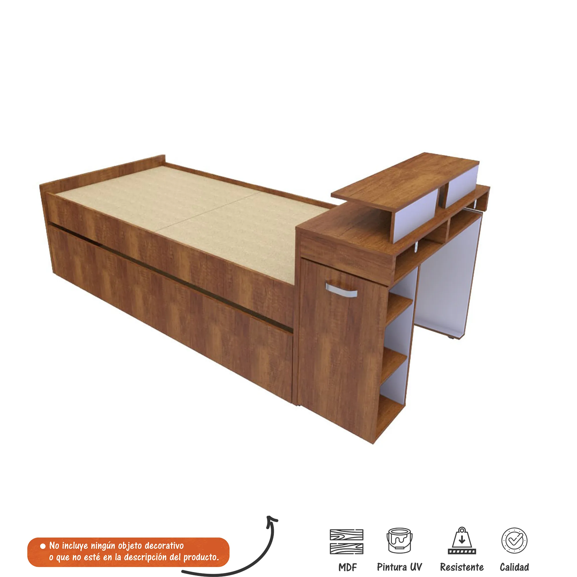 Cama Multifuncional - Dos Camas Y Escritorio Extensible Marriol Bertolini - Caramelo