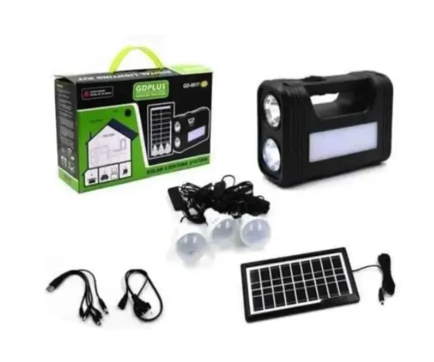 Kit Panel Solar Camping 3 Bombillas Usb Planta Linterna Mp3