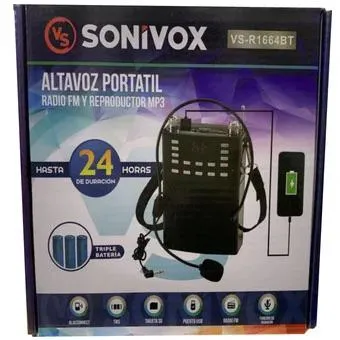 Radio Sonivox VS-R1664 Negro Micrófono Karaoke FM Mini Transportable Altavoz Portátil