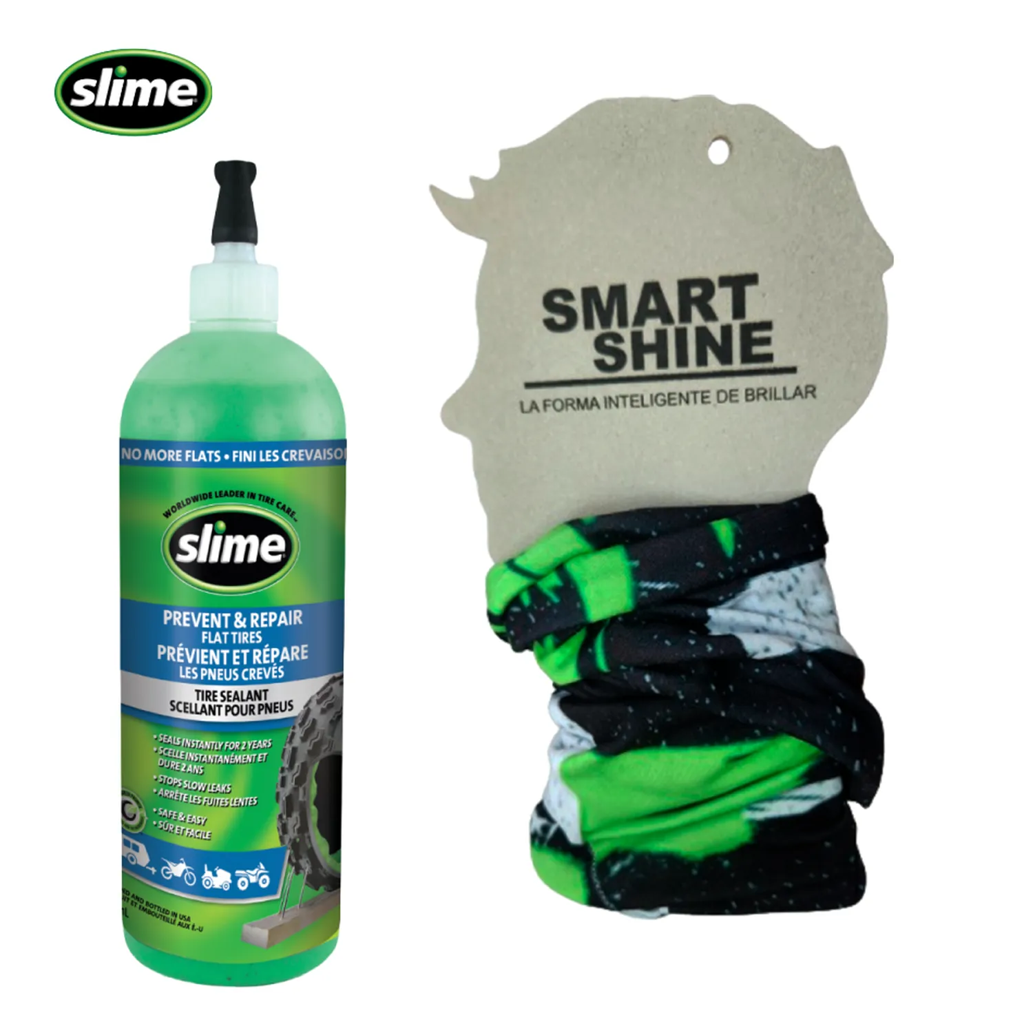 Antipinchazos Para Llantas Tipo Sellomatic Slime 16 Oz + Cuellero Tipo Buff en Microfibra