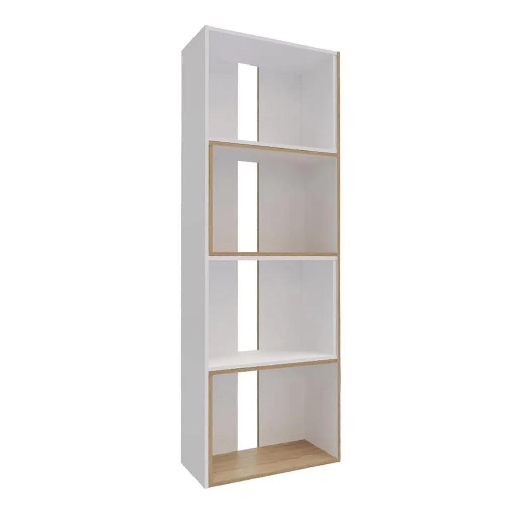 Biblioteca Estanteria Librero Bertolini Color Rovere Con Blanco