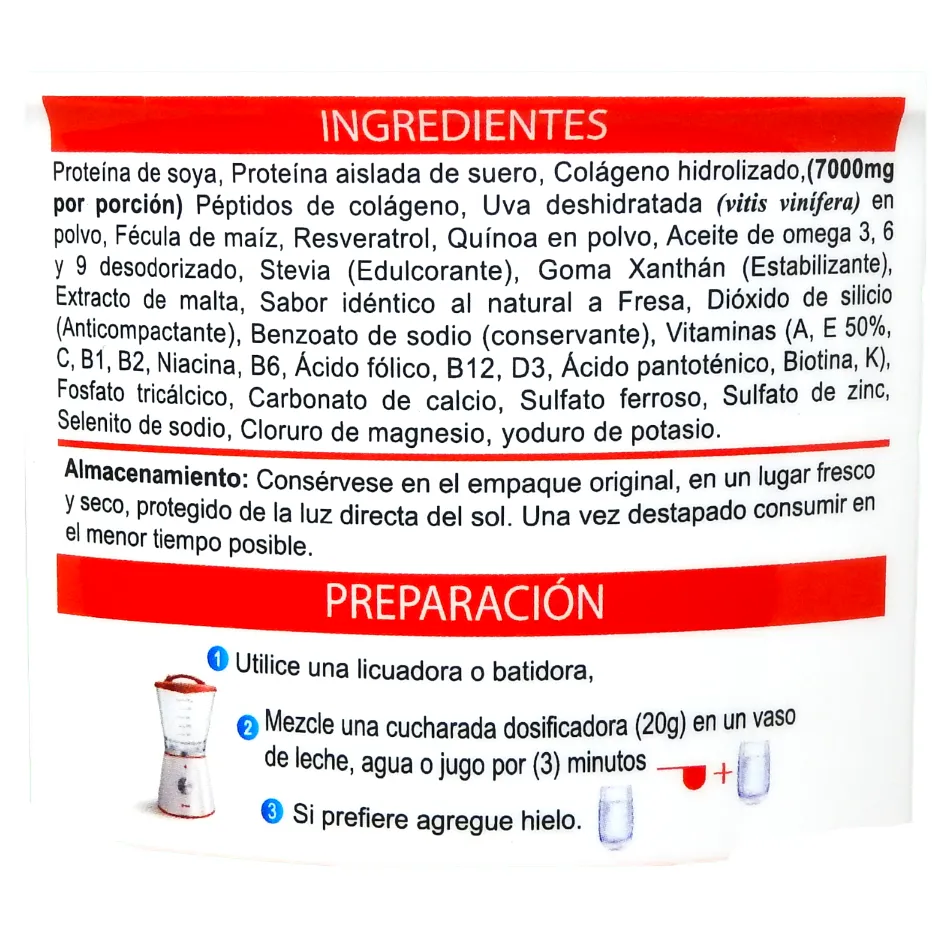 Colágeno Hidriolizado + Biotina + Niacina + Magnesio+  Quinoa + Vitamina C