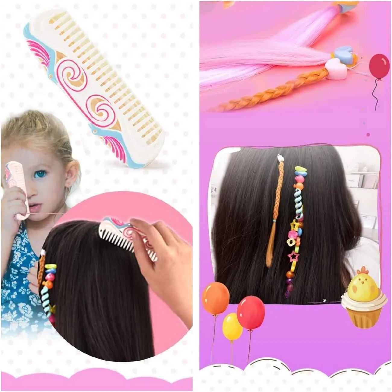 Set Kit Para Hacer Pulseras Y Peinados Trenzas Extens Niñas 