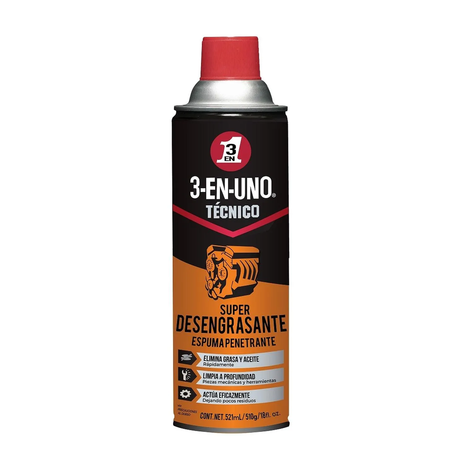 Super Desengrasante Espuma 3-en-uno Técnico 521ml