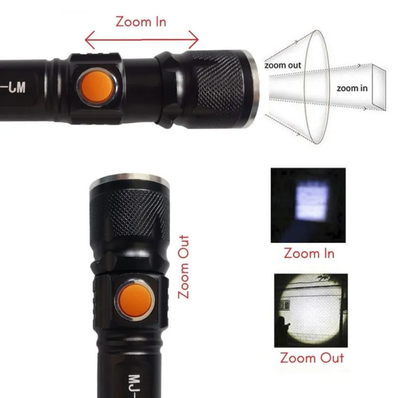 Linterna Mini Recargable Luz LED 3 modos Zoom DUX MJ-515