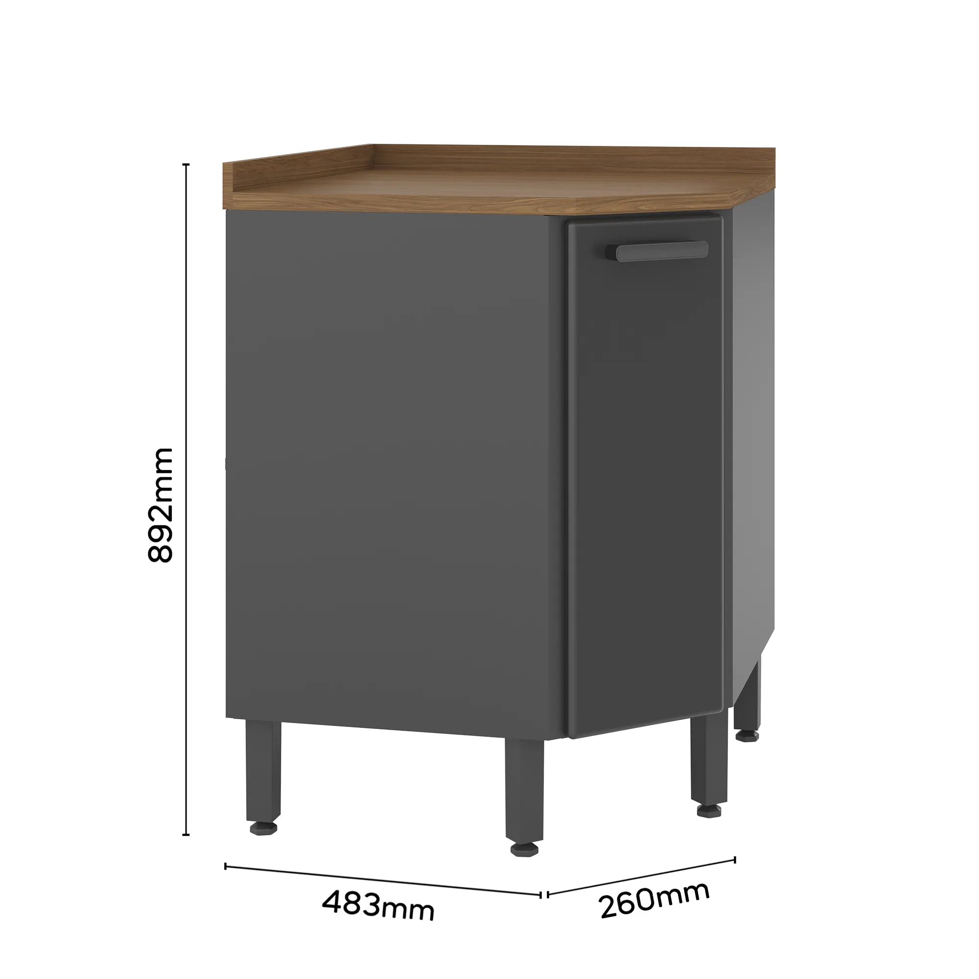 Mueble Inferior Cocina Acero Incluye Meson Color Gris