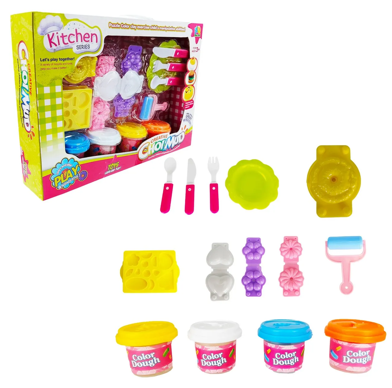 Set / Kit Chef Cocina Preparaciòn Comida Plastilina Juguete