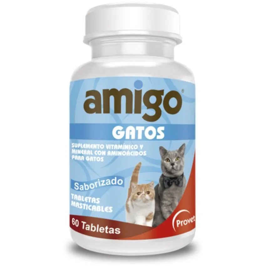 Amigo Gatos Suplemento Alimenticio Vitamínico Gatos 60Tabletas