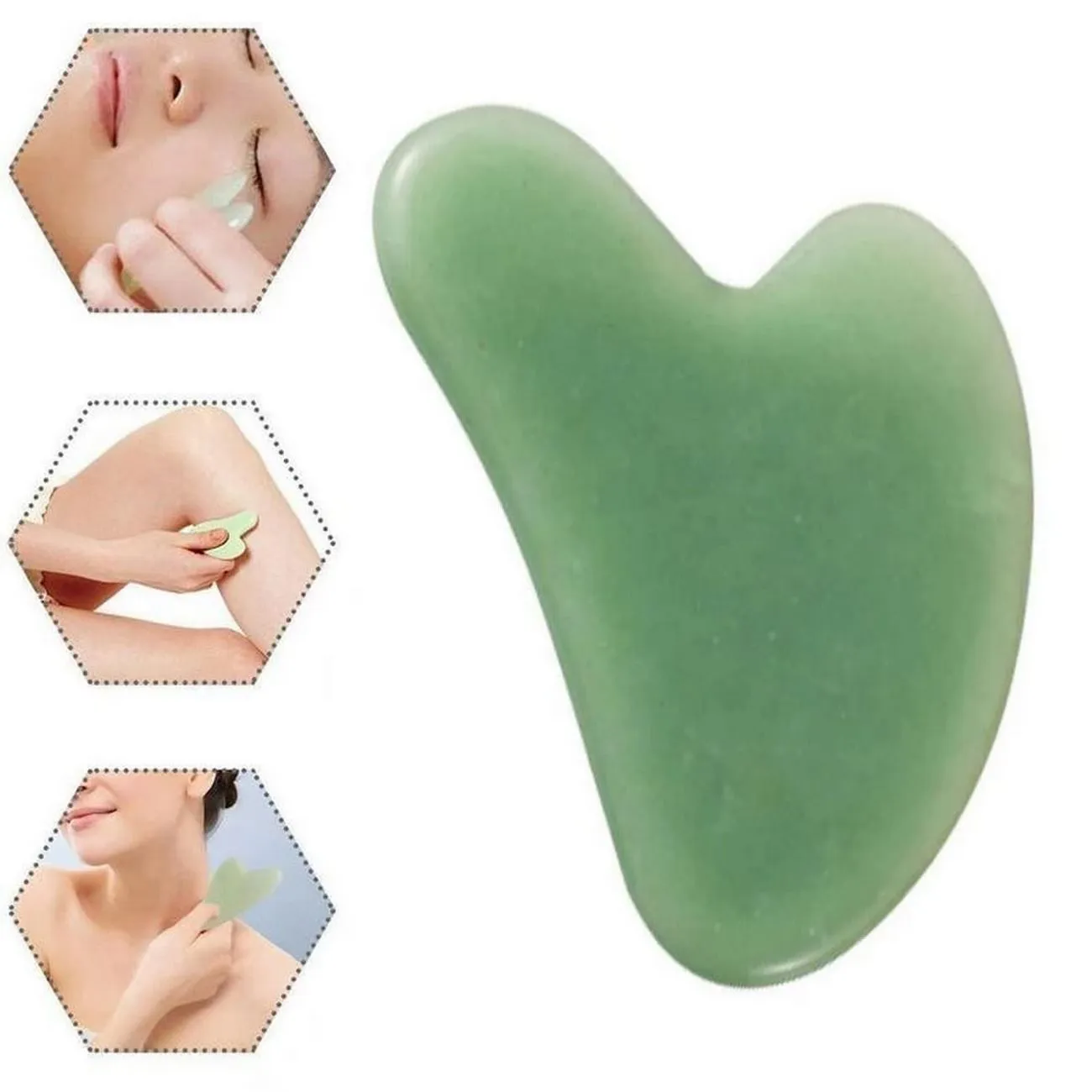 Guasha Cuarzo Jade 100% Natural Masajeador Facial