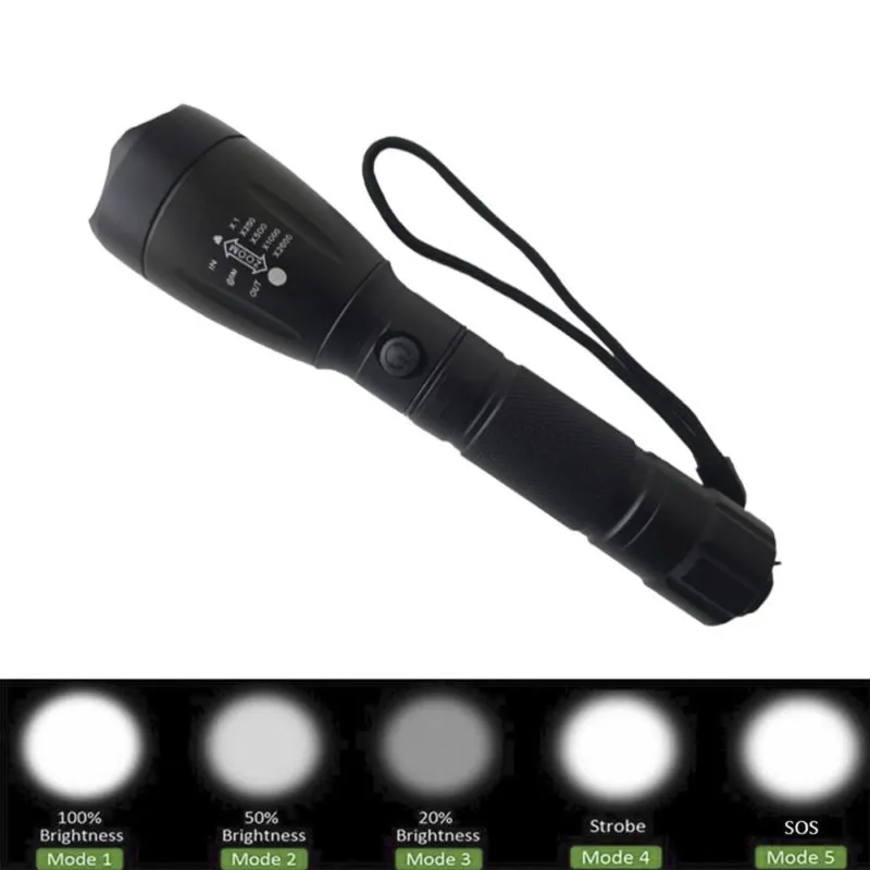 Linterna Recargable Luz LED 5 modos Zoom Power Style TNA-1