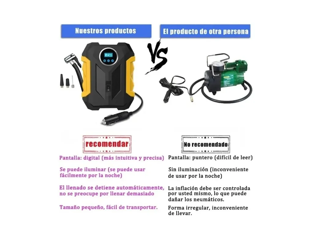 Compresor De Aire Carro Inflador Llantas Neumaticos Portatil