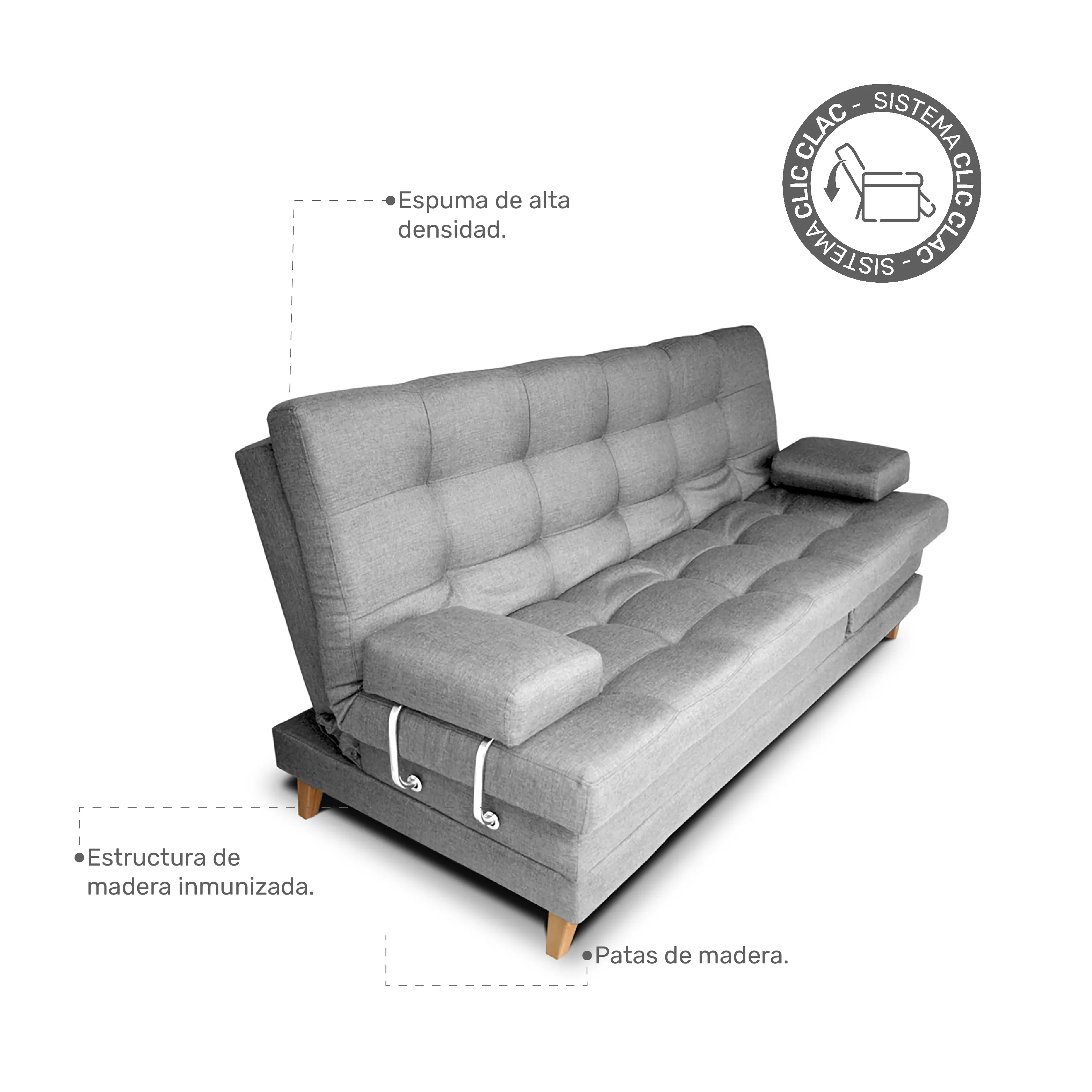 Sofa Cama Suave Color Gris