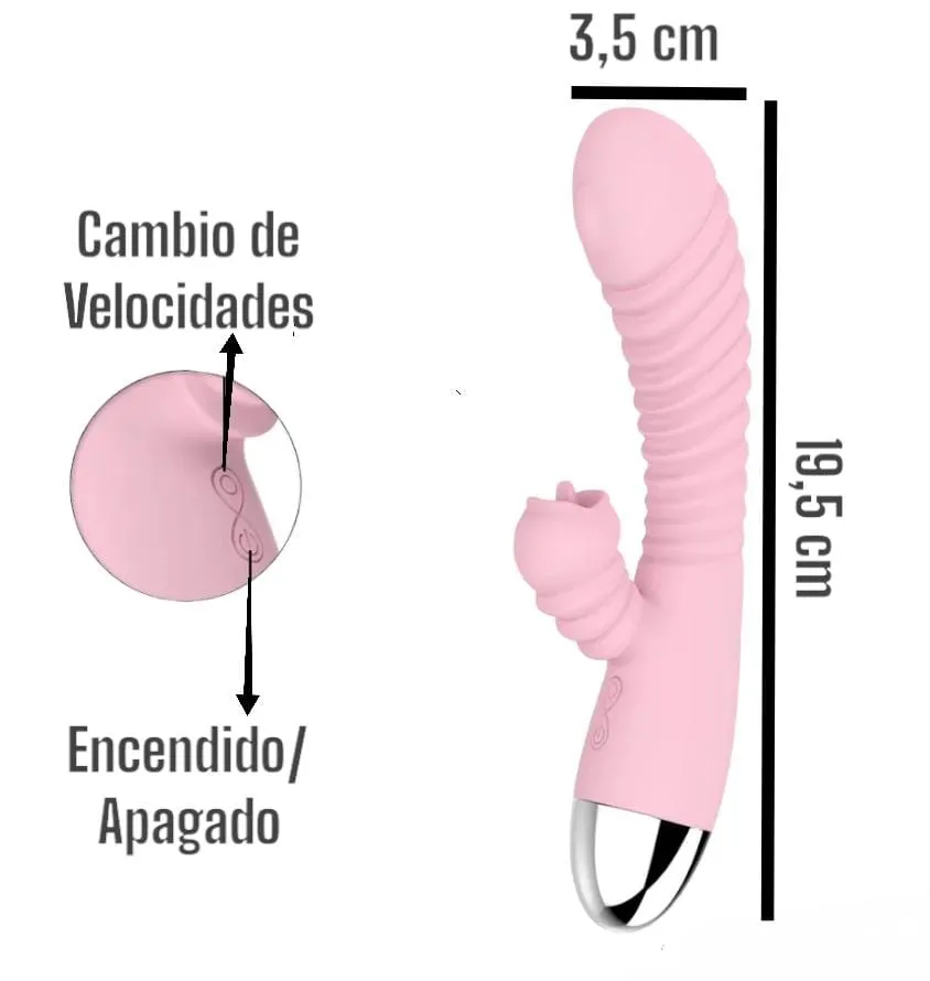 Vibrador Doble Estimulacion Con Lengua Y Calefaccion Pink