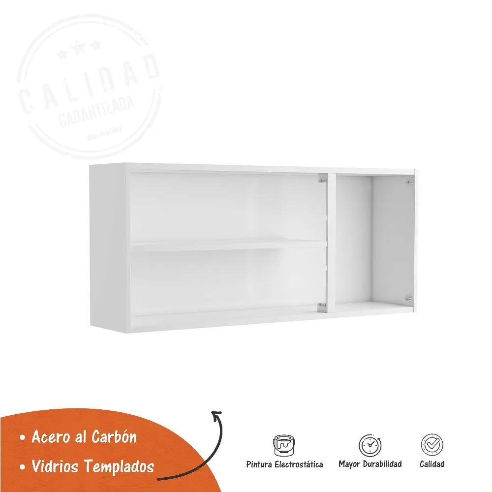 Gabinete Superior De Cocina En Acero con Vidrio Templado Bertolini Color Rojo