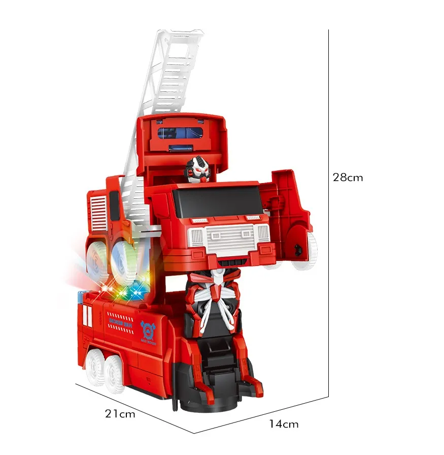 Carro Camion Bomberos Robot Transformers Niños + Baterias 