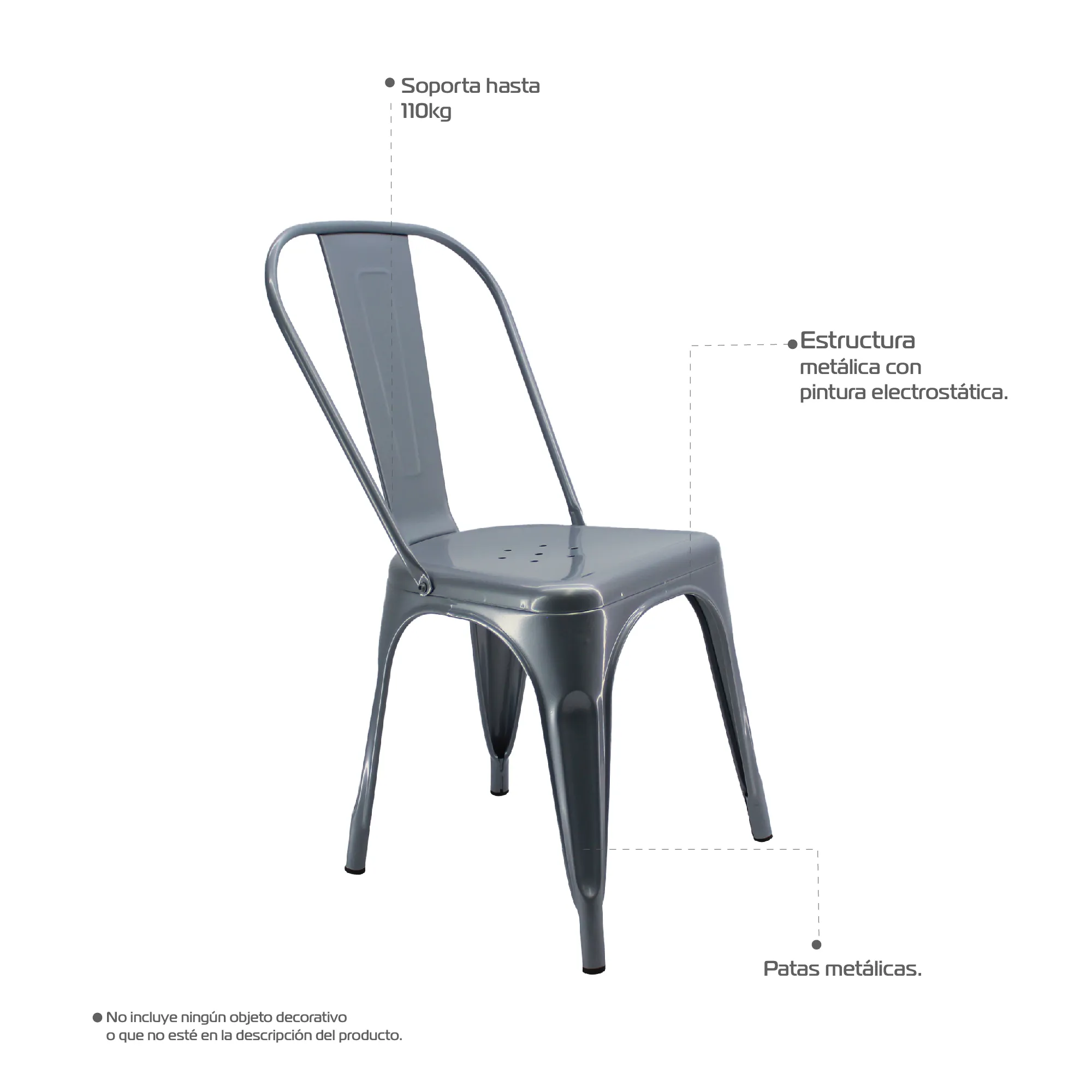 Silla 5NUEVE Bertolini Color Gris