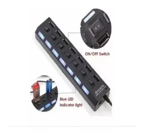 Adaptador Usb Hub 7 Puertos Con Interruptor Individual (Huge) Ref: Hub7p