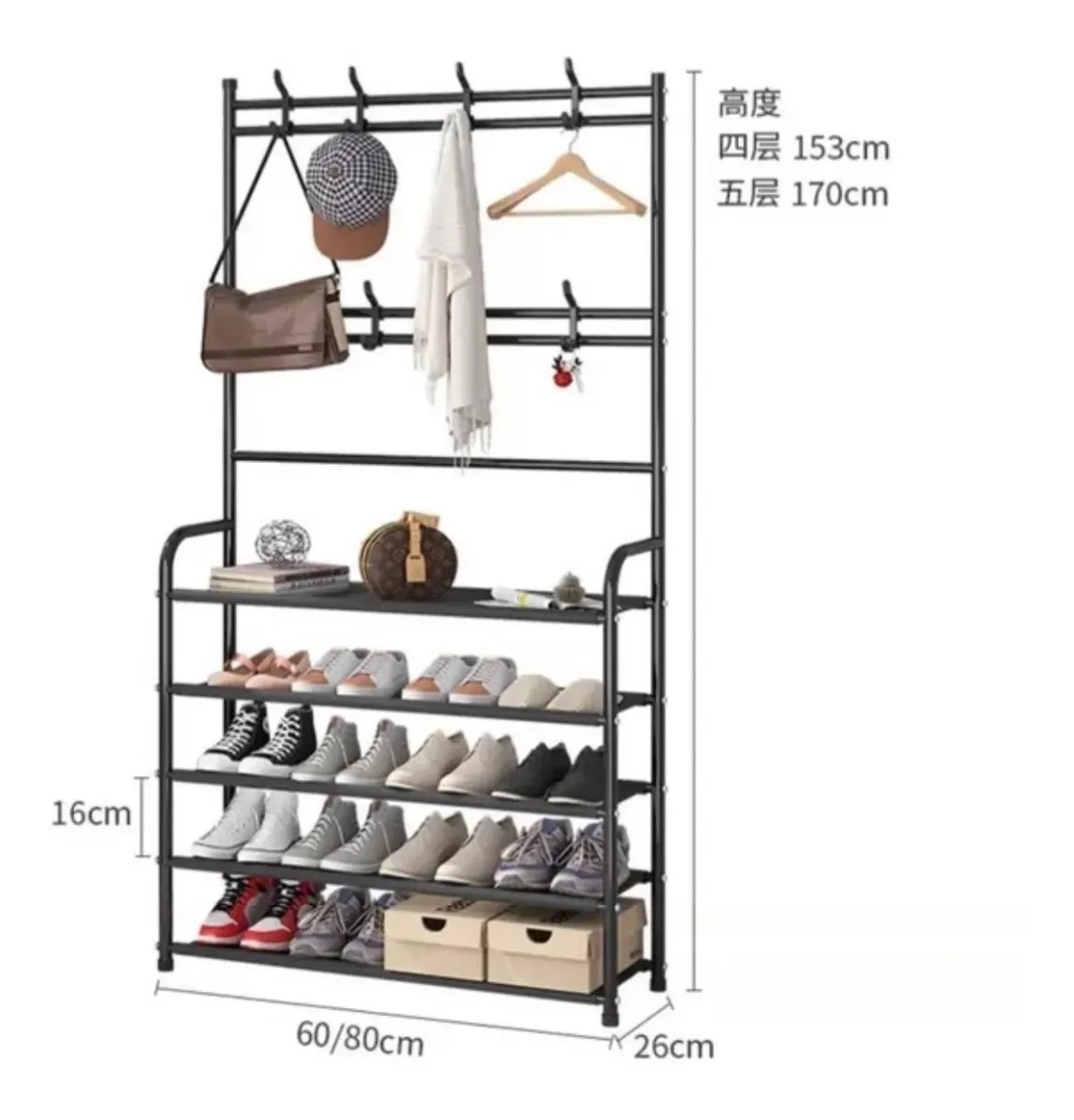 Organizador Multifuncional Rack Zapatero Perchero 4 En 1