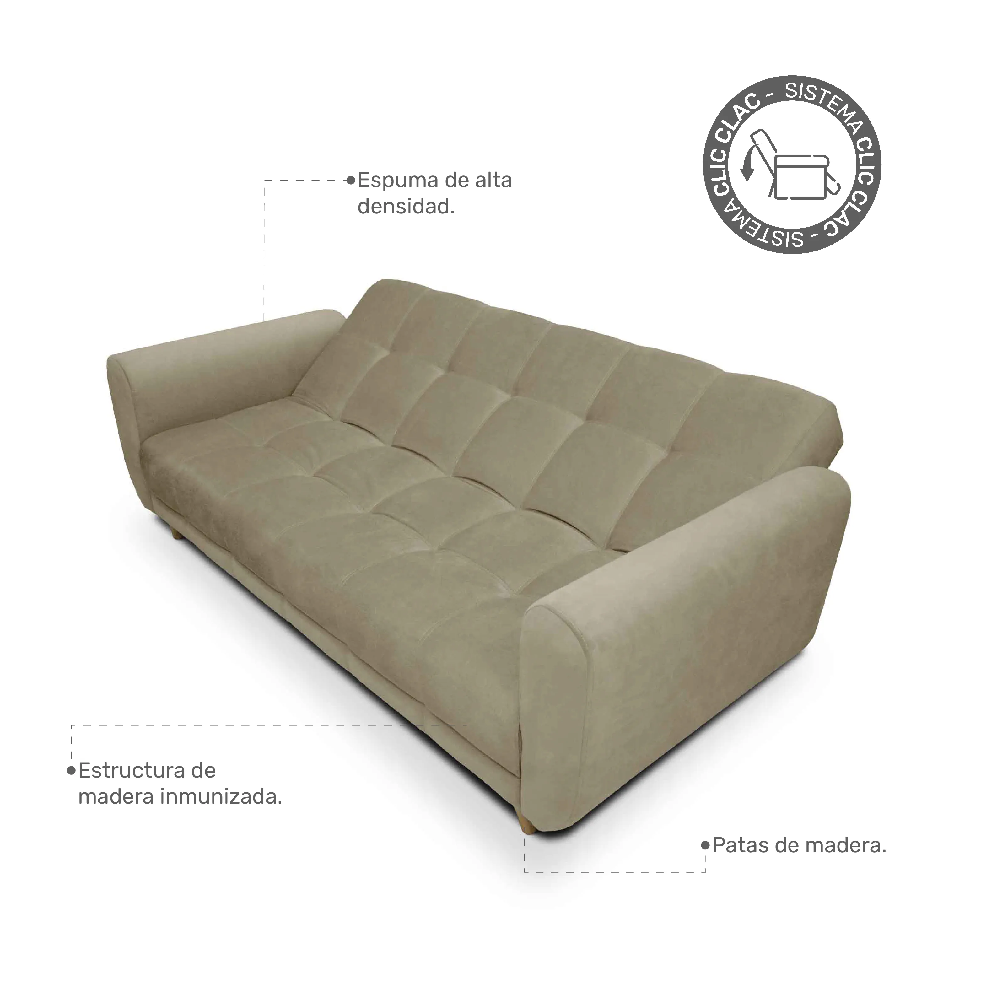 Sofa Cama Comfort Sistema Clic Clac Color Beige