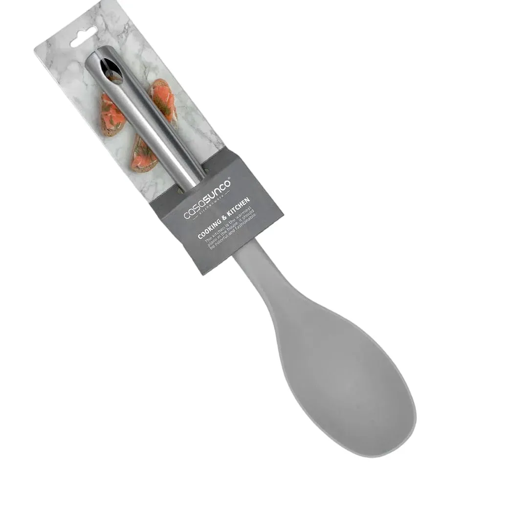 Cucharon En Silicona Gris Mango Acero