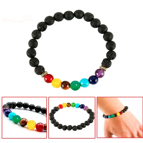 Pulsera 7 Chakras - Piedra Volcánica