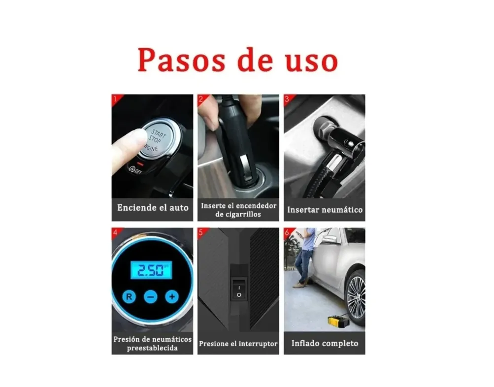 Compresor De Aire Carro Inflador Llantas Neumaticos Portatil