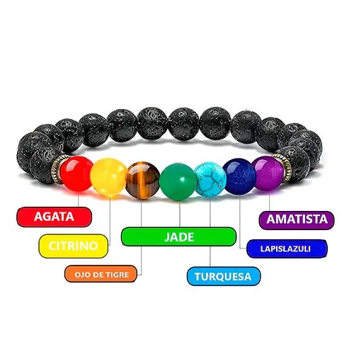 Pulsera 7 Chakras - Piedra Volcánica