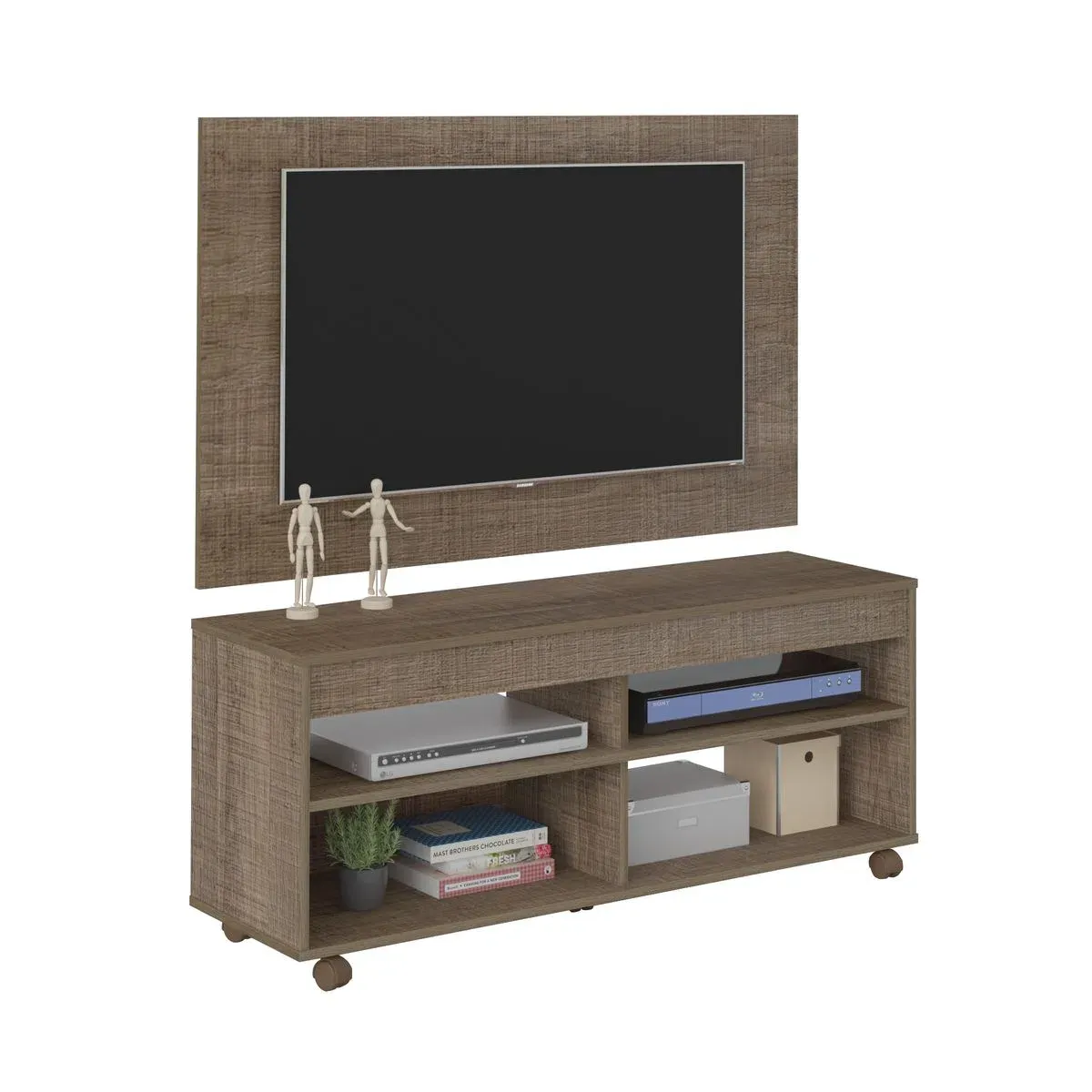 Panel Mueble De TV 42" Bertolini Incluye Soporte Color Rustico