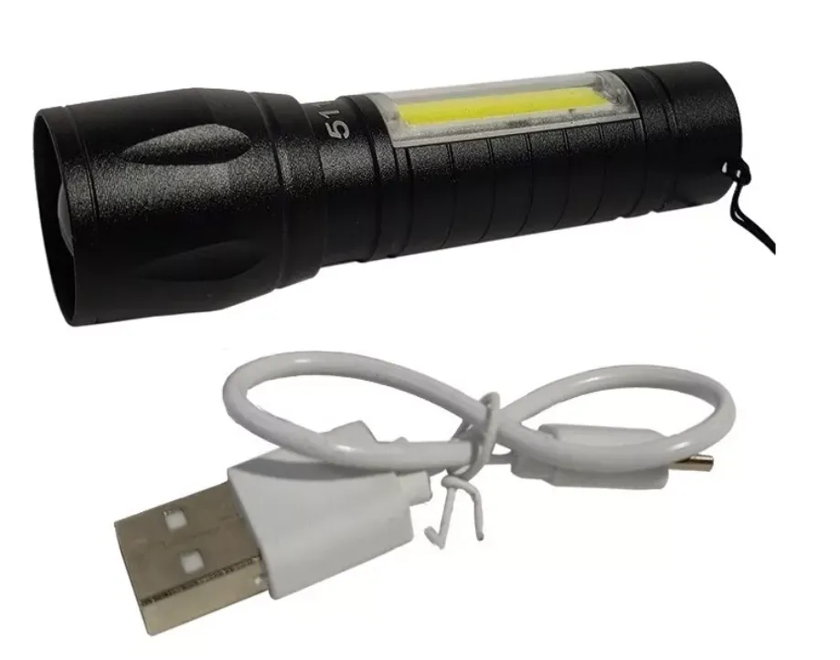 Linterna Tactica 3 Funciones Recargable Usb Con Zoom